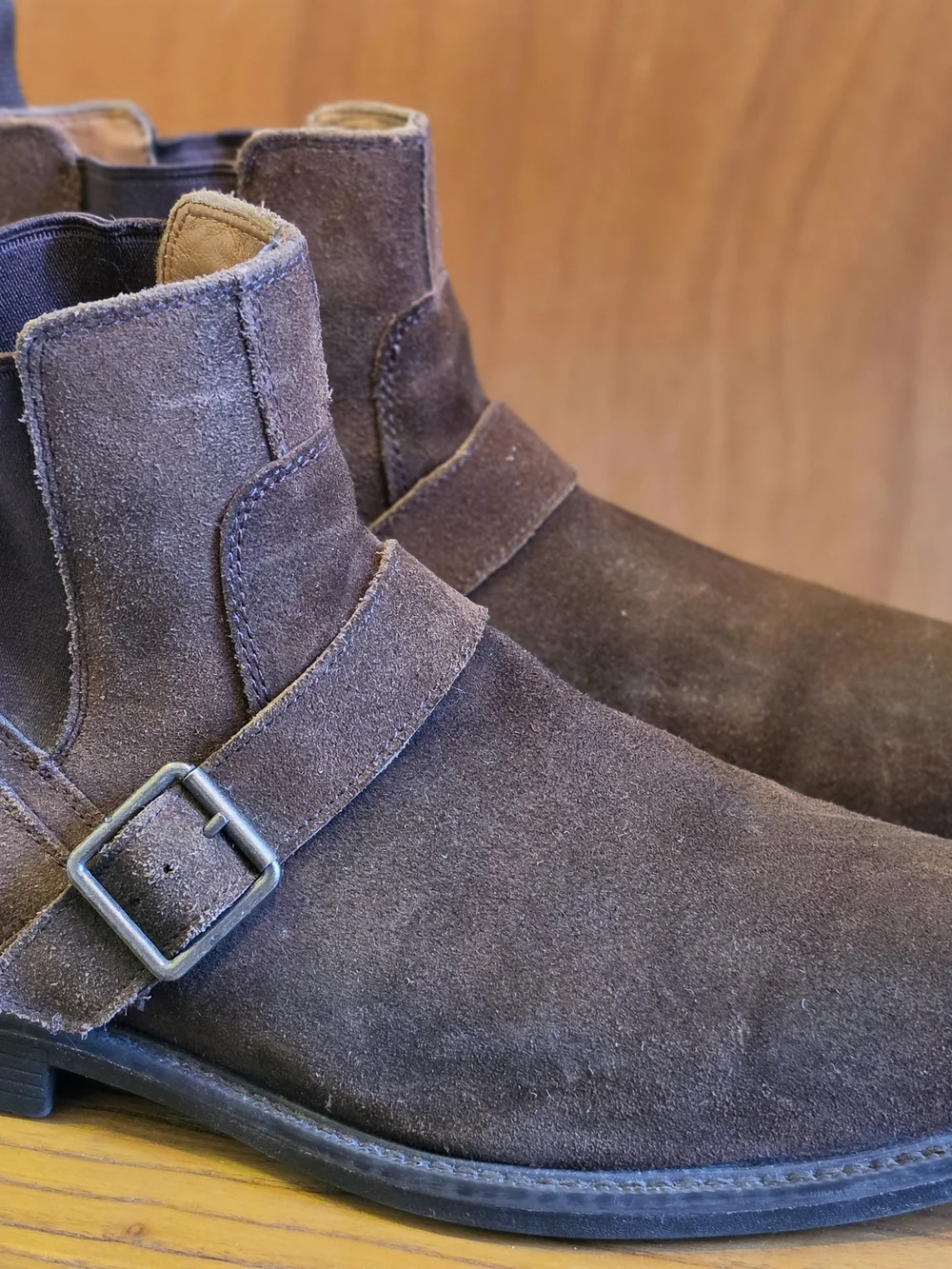 Men's Johnston & Murphy Brown Suede Chukka Boots with Side Buckle